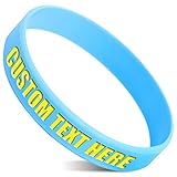 50 Custom Rubber Bracelets Personalized Silicone Wristbands Customized Bulk for Events, Support, Wedding, Awareness, Motivation Customizable (Light Blue)