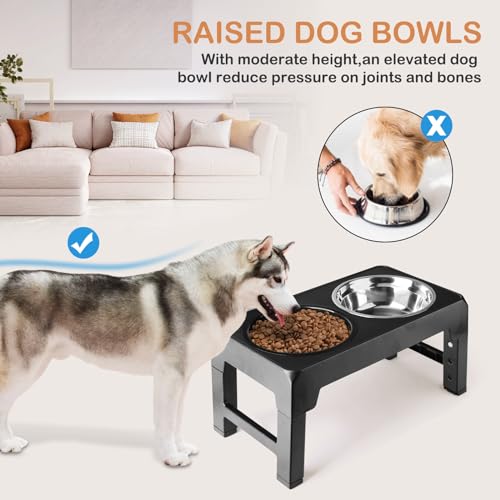 Raised Dog Bowls, Elevated Dog Bowl with 4 Heights Adjustable Stand, Pet Feeding Station - Image 4