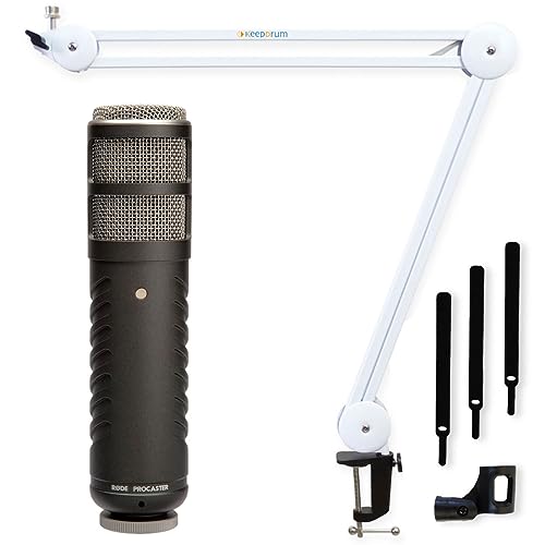 Image of Rode Procaster Microphone + Keepdrum MS138 Articulated Arm Tripod White