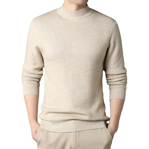 Men's Loose Solid Color Turtleneck Sweater,Men's Casual Turtleneck Sweaters,Classic Long Sleeve Slim Knit Pullovers