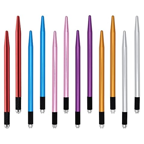 XIAOYU 12 Pieces Microblading Pens Fog Eyebrow Tattoo Pen Microblading Handles for Microblades Cover