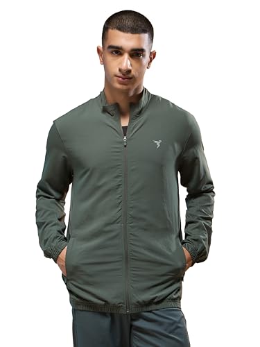 Image of TECHNOSPORT Men's Regular Fit Plus Size Solid Active Jacket With Techno Lite, UPF50+ Sun Protection
