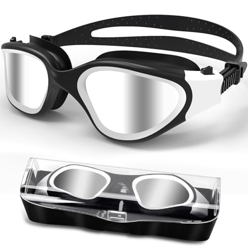 HotSrace Polarisiert Schwimmbrille Anti Nebel UV-Schutz Verstellbar, Komfort Profi Schwimmbrillen Nicht Polarisiert für Herren Damen Erwachsene Jugendliche