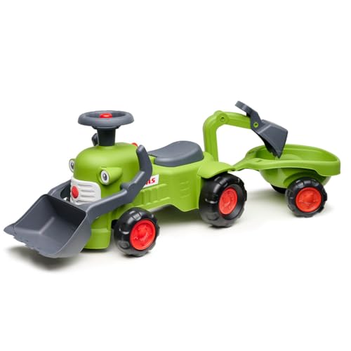 Falk Claas Kindertraktor mit Frontbagger I Rutschauto ab 12 Monaten I aus 90% recyceltem Kunststoff I Outdoor Spielzeug für Jungen & Mädchen