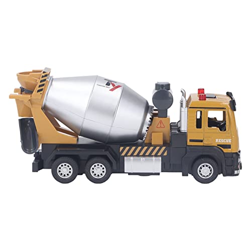 KIMISS Kids Cement Mixer Truck 1 32 Scale Mixer Truck Toy with 360 Degree Rotating Alloy Construction Comes with Simulation Sandstone for Realistic Play 7 X 3 Inches Battery Included