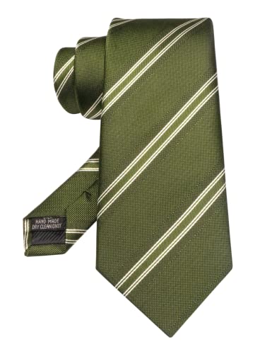 Image of RBOCOTT Silk Stripe Plaid Tie and Pocket Square with Tie Clip Sets for Men