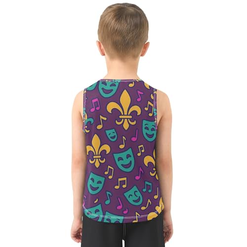 JUNZAN Mardi Gras Balloon Crown Purple Boys Tank Top Sleeveless Kid Vest Athletic Workout Clothes for Running Sports Beach 3T3