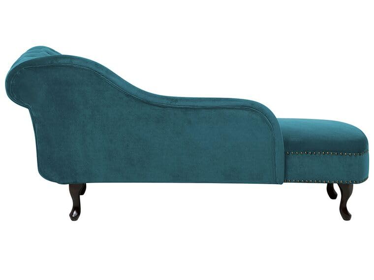 Image of Velvet Modern Chesterfield Chaise Lounge Couch 166 X 63 X 76 for Your Loving Space (Teal, Right Arm)