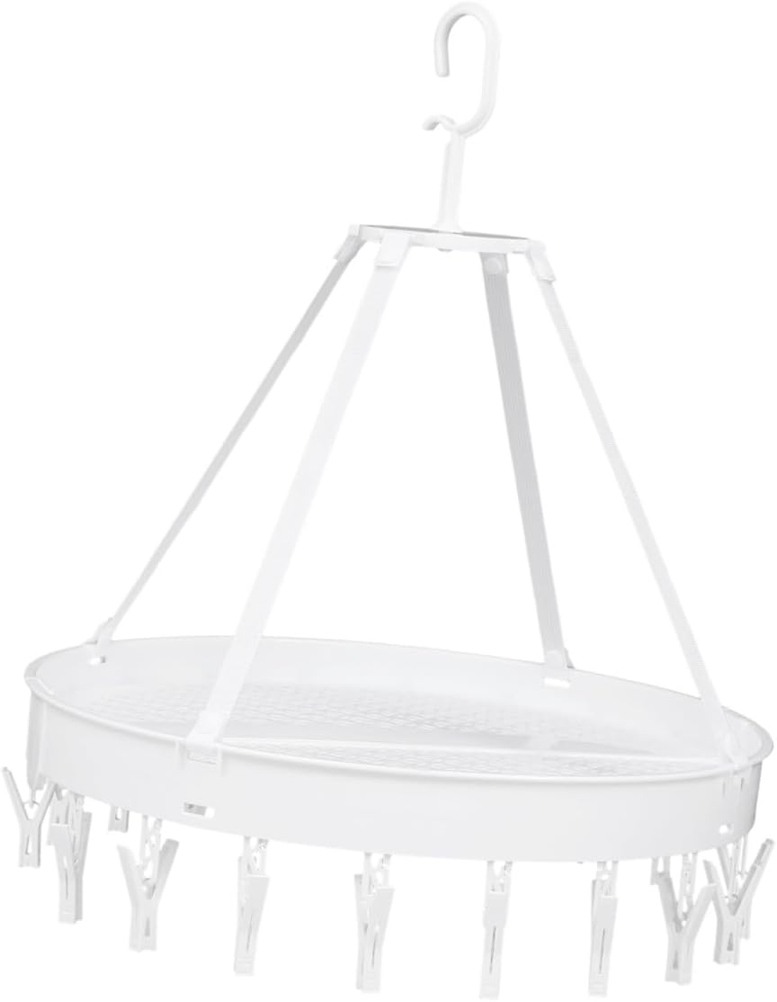 VICASKY Foldable Clothes Drying Rack White Single Layer Multipurpose Socks Bras Towels Underwear Holder Windproof Balcony Laundry Hanger for Indoor Outdoor Use