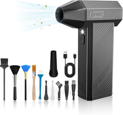 MJY 180000U/min 85M/S 230g Elektrische Staubgebläse Druckluftspray 7600mah Akku 4-Gang Einstellbar Electric Air Duster Turbo Gebläse Mit LED Laterne für Auto elektronische Geräte PC Reinigungsset