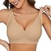 Yuson Girl Sujetadores Básicos para Mujer Sostenes Sin Aros y Sin Costuras Soporte Completo con Acolchado Escote en V Profundo Tirantes Extran Anchors S-2XL Brasier(Beige, M)