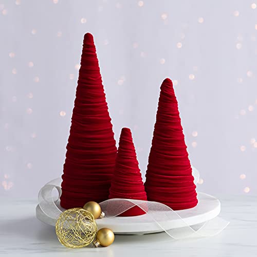 Image of Your Heart's Content Red Velvet Trees, Set of 3 (Red)