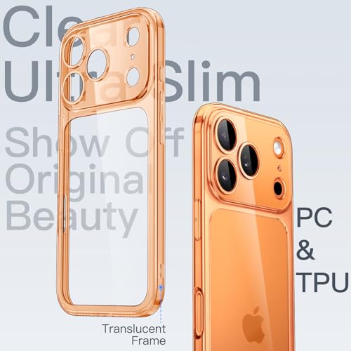 Image of JETech Slim Case for iPhone 17 Pro Max 6.9-Inch with Camera Lens Full Protection, Ultra-Thin Lightweight Clear Minimalist Protective Phone Cover (Orange)