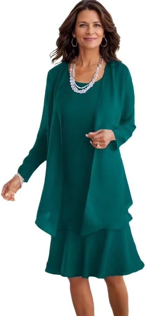 2 Pieces Mother of The Bride Dresses for Wedding Guest Formal Evening Dress with Jacket JH009