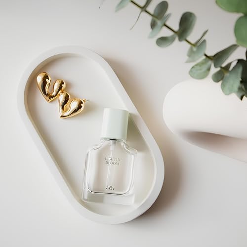 Image of Bathroom Organizer Tray (Oval), Handmade Concrete Trinket tray, Makeup and Table Organizer (18.8x10.2x2cm) White (White (Set of 2))