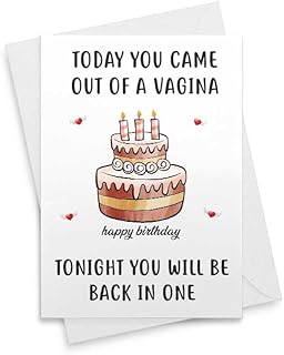 Birthday Card Funny Vagina Rude For Boyfriend Greeting Naughty Cards Cheeky Husband Inappropriate Happy Him Sex Girlfriend Friend Gift - [00189]