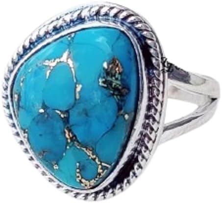 Beautiful Blue Copper Turquoise Ring, 925 Sterling Silver Ring, Handmade Ring, Band Ring, Boho Ring,Women Jewelry, Gift For Her