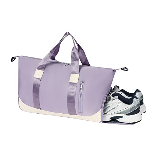 Image of Furn Aspire Gym Bag for Women and Men Durable Training Fitness Travel Duffel Handbag with Shoes Compartment and Wet Pocket Lightweight Gymbag (D). Purple