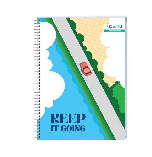 Image of Apsara 6 Subject Spiral Notebook, 400 Pages, Pack of 1, Single Line, 60 GSM -29.7 cm x 21 cm, Soft Cover Notebook for School, College Students, Exam Preparation & Professionals, Design May Vary
