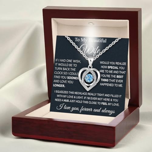 Wife Necklace From Husband To My Wife Necklace Soulmate Necklace For Women Future Wife Jewelry Birthday Christmas Valentine's gifts For Girlfriend Message Card & LED Box3