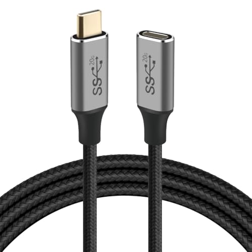 AXFEE USB C Extension Cable 2M 20Gbps 100W USB C 3.2 Gen2 Extender Lead 4K@60Hz Type C Male to Female Fast Charge Data Transfer Extension for MacBook/i-Pad Pro Video Display Galaxy S23/S22