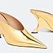 Kluolandi Metallic Heeled Mules for Women Sexy Pointed Closed Toe Slip On Wedge Mule Pumps Heels Gold Size 8.5