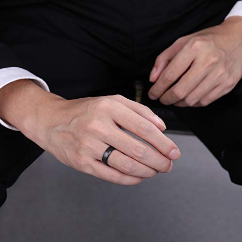 Black Ceramic Rings Brushed Comfort Fit Engagement Wedding Band 7.75 #TOP3