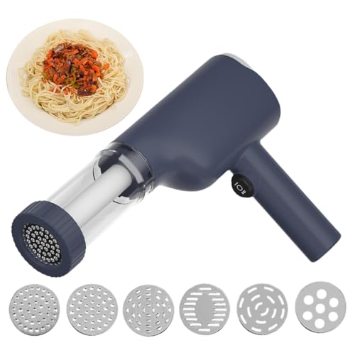 Machine À Pâtes Électrique, Portative Multifonctionnelle Machine De Nouilles Avec 6 Moules À Nouilles, Machine À Nouilles Automatique, Machine À Pâtes Rechargeable USB Pour La Maison Ou Le Pique-nique