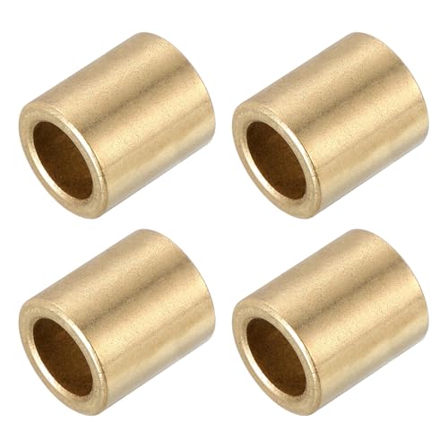 MECCANIXITY Sleeve Bearings,12mm Bore x 16mm OD x 15mm Length Self-Lubricating Cast Brass Bushing Plain Shaft Bearings for Sliding Movements Parts of Machinery(Gold Tone, Pack of 4)