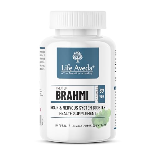 Image of Life Aveda Brahmi Health Supplement, 100% Natural, Brain & Nervous System Booster - 60 Veg Capsules (Pack of 1)