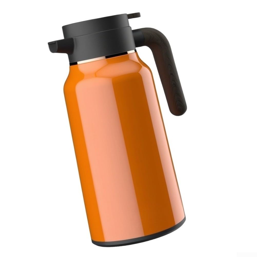 Jarra térmica de café de 2 litros aislada al vacío con botón, a prueba de fugas, para bebidas calientes, oficina, hogar, 68 onzas (naranja)