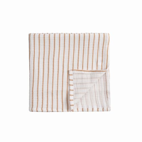 Image of Meracorallo Muslin Swaddle Blanket, 100% Cotton Receiving Blanket Soft and Breathable Swaddle Wrap for Baby Boys and Girls (Neutral Stripe)