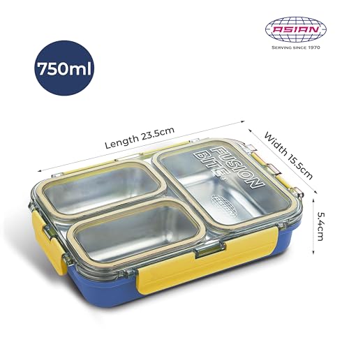 Image of Asian Plastowares - 2 Insulated Lunch Box | Tiffin Box - Leak-Proof, Airtight | Lunch Box for Kids & Adults | Durable & Spill-Free School, Office, and College Tiffin | Navy Blue