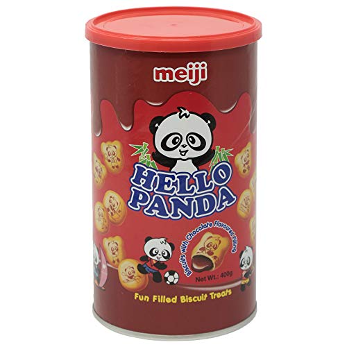 Meiji Hello Panda Chocolate Filled Biscuit Can 360g, Crunchy & Creamy Snack, Fun Treat for Kids & Adults, Perfect for Parties & Gifting