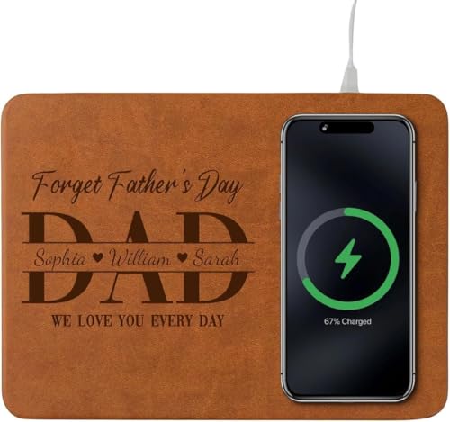 Dad Forget Father's Day We Love You Everyday - Personalized Leather Charging Mat (Brown)