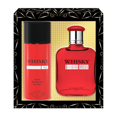 WHISKY Red • Herren Parfum Geschenkset • Eau de Toilette 100 ml + Deodorant 150 ml • Herrenduft Spray • Geschenkbox • EVAFLORPARIS