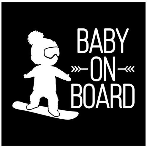 Baby ON Board Snowboard Car Window Sticker - White Vinyl