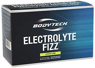 BODYTECH Electrolyte Fizz Packets, Lemon Lime - Supports Energy & Endurance with 1200MG of Vitamin C, On The Go Refreshment (32 Packets)