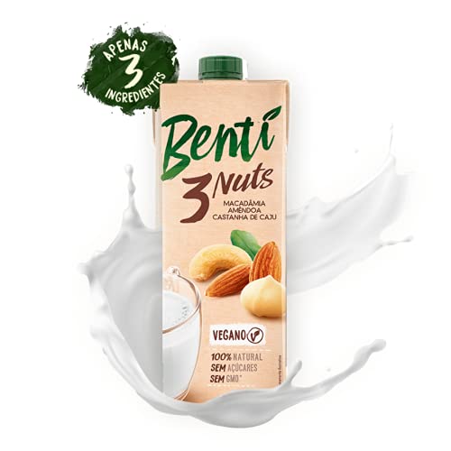Leite Vegetal 3 NUTS com Macadâmia, Castanha de Caju e Amêndoas, Bentí - 1L