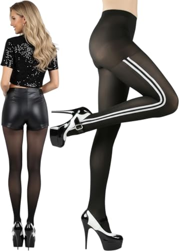 Image of ToBeInStyle Womens High Fashion Sheer Full Footed Vertical Stripe Tights