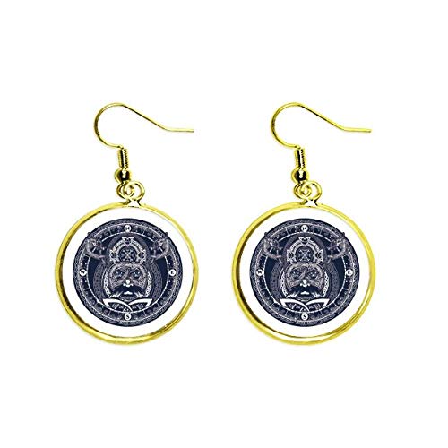 Pendientes de compás y joyería para mujer con aros colgantes dorados artísticos