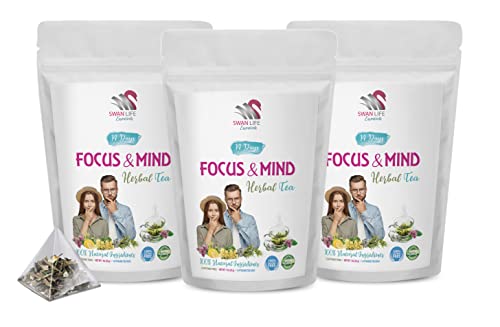 Licorice Brain - Focus & Mind Tea Herbal 14 Days, Non Gmo, Gluten Free With Lion Mane And Cordyceps Mushroom, Licorice Root - Brain Boost Tea, 3 Bags #TOP9