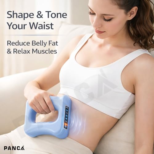 Image of PANCA Electric Belly Fat Massager Belt with Heat & Vibration | Abdominal Waist Slimming & Muscle Relaxation Device | Portable Body Shaping Fascia Massager for Home Use (Blue)