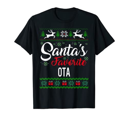Familia de fuentes Santas Favorite OTA Christmas Ugly Camiseta