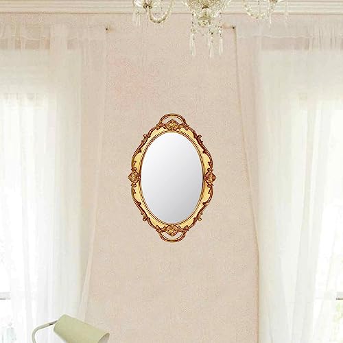 Funerom FM935G01 Vintage 14.5 X 10 Inch Perfume Tray Mirror Tray Jewelry Organizer Serving Tray Oval Antique Gold thumb #2
