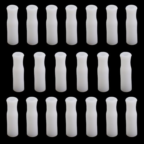 20 piezas de puntas de pitillo reutilizables de silicón blancas miniatura 1