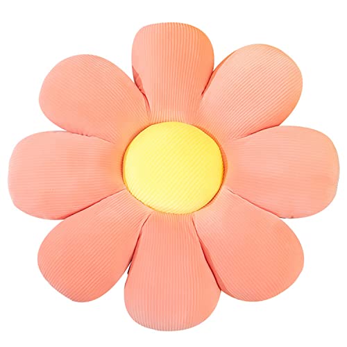 Flower Shaped Throw Pillow - 21 Inch Soft Seating Cushion for Floor, Bedroom, Sofa, Bed, Reading - Plush Room Decor (Pink)