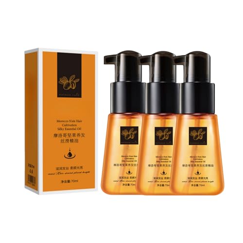 Moroccan Hair Oil, Moroccan Nut Hair Care Essential Oil, Anti-frizz Hair Serum, Nourishes And Moisturises Dry Hair, Repairing, And Smoothing Hair, Suitable For All Hair Types (3PC)