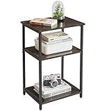 IBUYKE Mesa Auxiliar de 3 Niveles, Marrón grisáceo TMJ402G