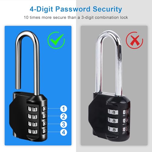 elzle Padlock with Code Combination Padlock Keyless 4 Digit Locker Padlock Zinc Alloy Number Coded Locks for School Gym Garage Gates Cabinet (Black)